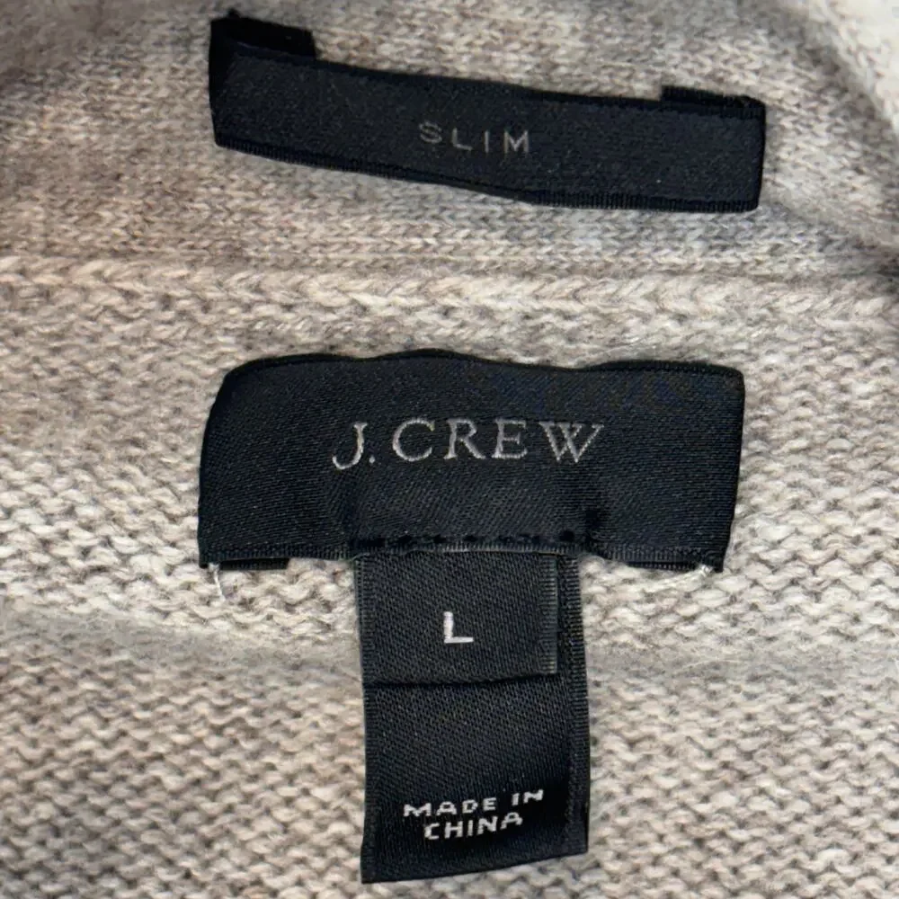 J. Crew Cardigan Large Mens Gray Merino Wool Blend Slim Softspun Sweater E0511